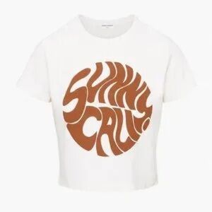 Aritzia White Tee with Rust Graphic